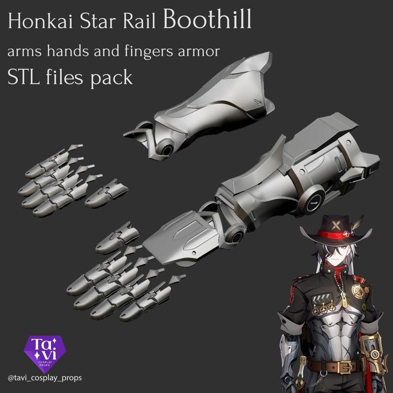 Honkai Star Rail Boothill arms hands and fingers armor 3D printable STL files pack