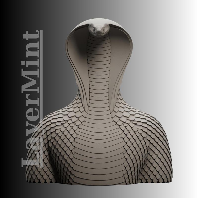 Cobra Bust – Detailed Snake Head 3D Printable Sculpture STL