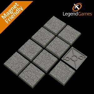 LegendGames 40mm Square Uneven Cobblestone bases x10