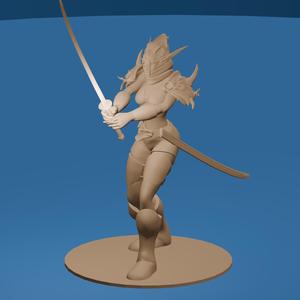 Female Elf Katana Warrior – With and Without a Helmet