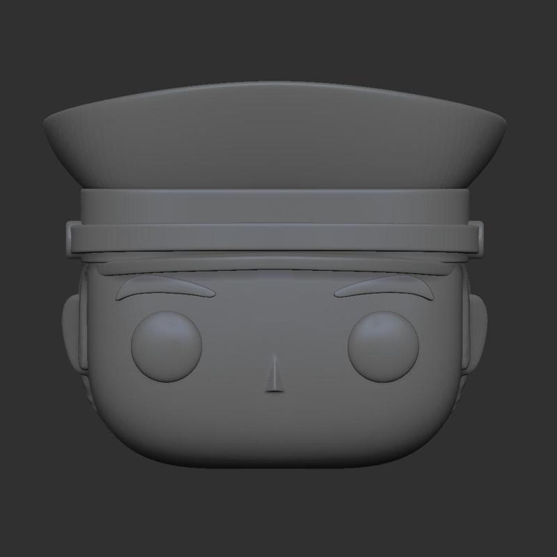 Funko Pop Male Head with military, police peaked cap