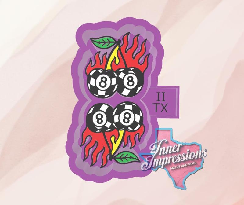 Flame Checkered 8Ball Vent Freshie Mold