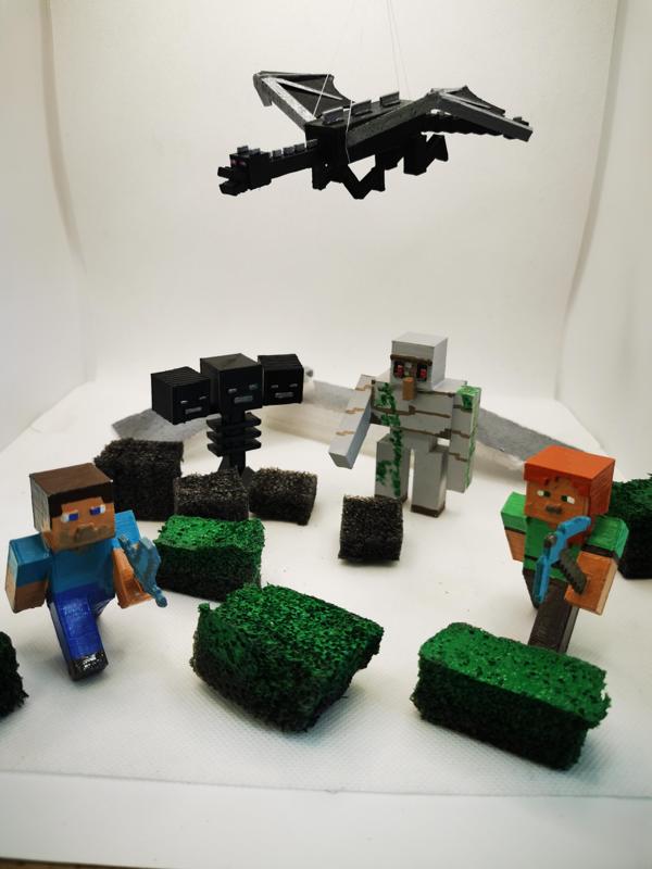 Main Minecraft Mobs (Alex, Steve, Ender Dragon, Wither, Iron Golem)