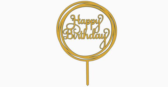 Happy Birthday cake topper circular