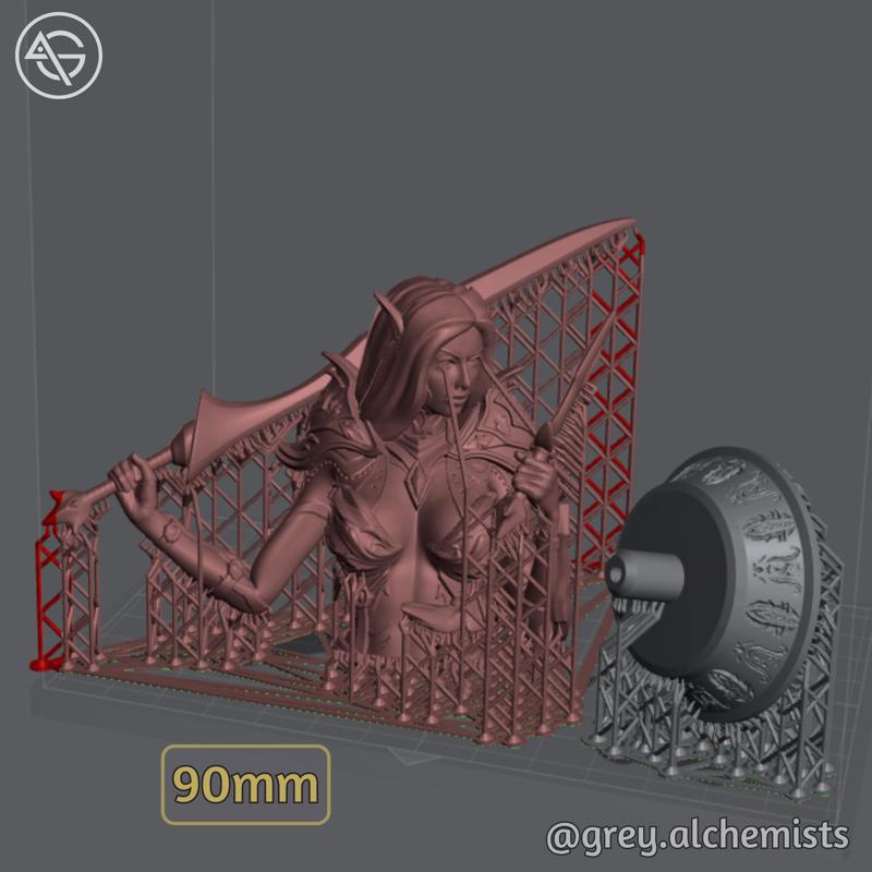 Miniature Bust - Rina the Drow Demon Hunter, DnD Minis - Fantasy Character Bust for Painting 90mm Height - DnD STL (Pre-Supported)