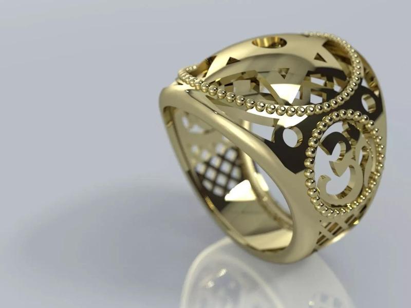 Ornamental Hindu Star of David Judaica Signet Ring
