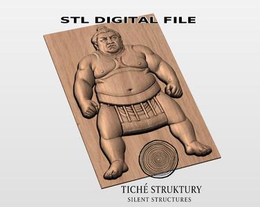 Sumo Wrestler – Traditional Bas Relief – 3D STL Model