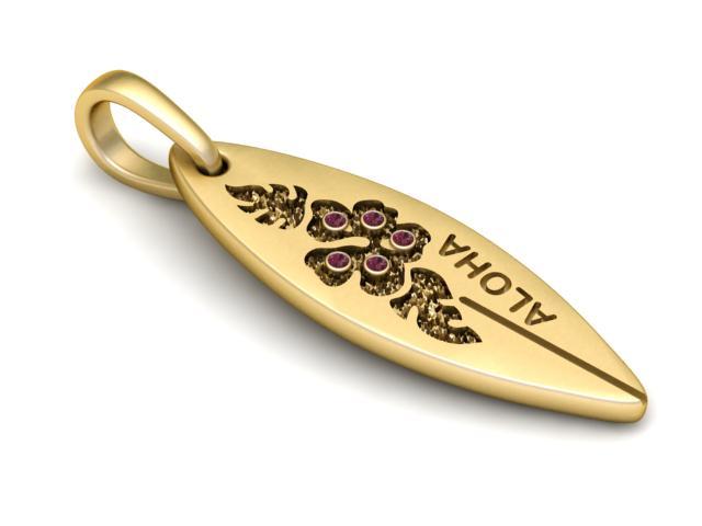 3D Printable Aloha-Inspired Gold Pendant