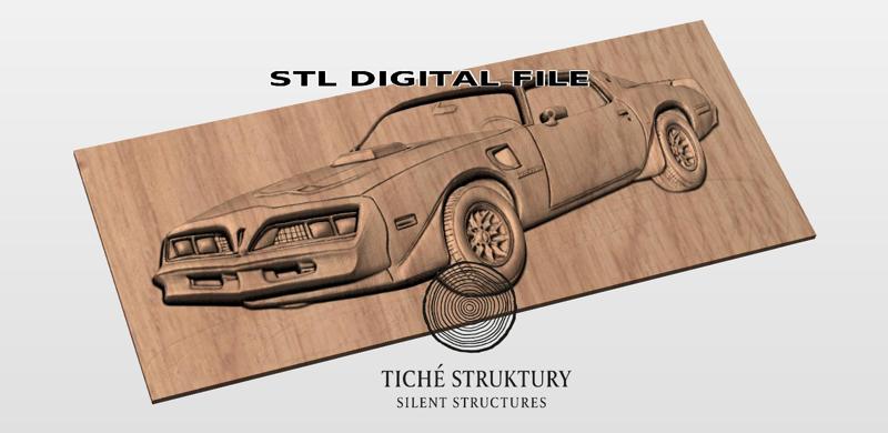 Pontiac Firebird Trans Am – Classic Muscle Car Bas Relief – 3D STL Model