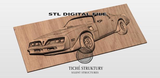 Pontiac Firebird Trans Am – Classic Muscle Car Bas Relief – 3D STL Model