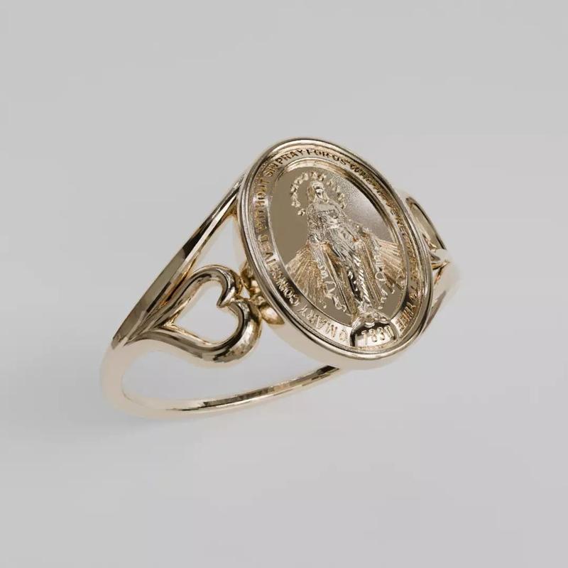 miraculous medal heart ring