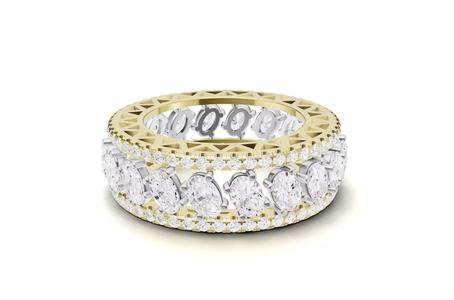 Oval Diamond Eternity Band with Greek Key Band