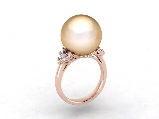 Model of a Pearl and Diamond Women Ring