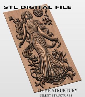 Goddess of Spring – Floral Art Nouveau Style – 3D STL Model