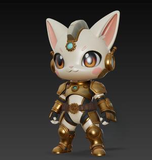 Steampunk Mew – Chibi Cat Mech Explorer