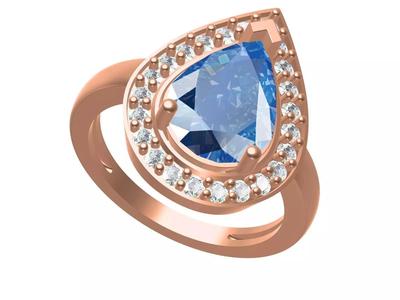 Pear Halo Diamond Womens Ring