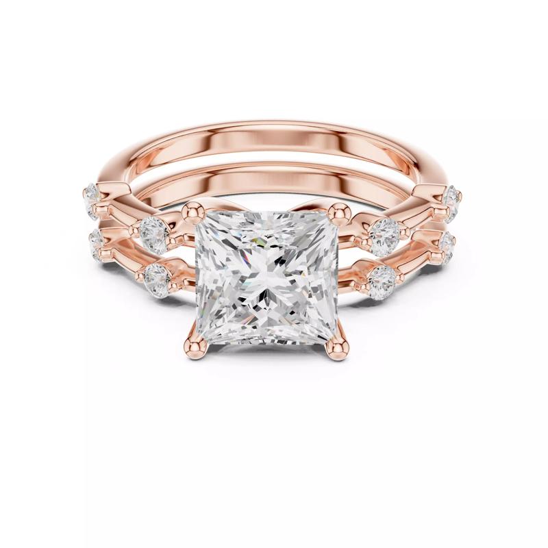 Princess Cut Diamond Stacking Wedding Ring Set 3DM STL Video