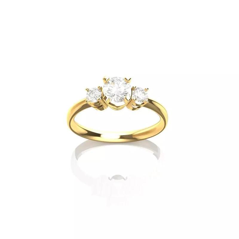 3 Stones Solitaire Engagement Ring