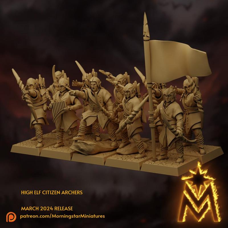 High Elf Citizen Archers | 32mm Scale Presupported Miniatures