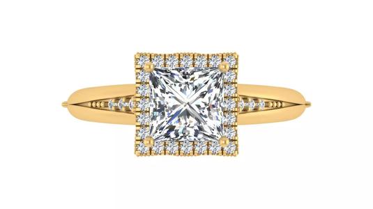 Princess Halo Diamond Engagement Ring