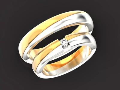 paired wedding rings of two metals 1178