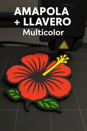 🌺 Poppy + Multicolor Keychain - Hibiscus Flower Keychain