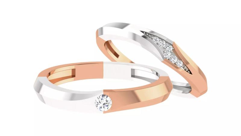 Couple Wedding Band Ring 3dm stl obj mtl gltf glb