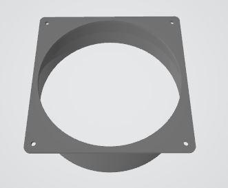 Flange for connecting a 140 mm PC fan with 160 mm pipe