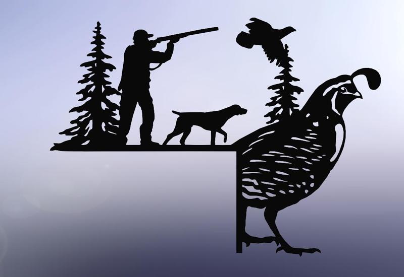 Hunter, Dog, and Pheasant - Corner Door Decoration