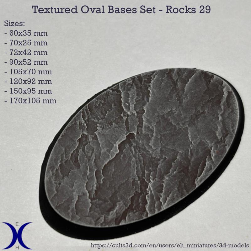 OVAL BASES SET – Rock 29 TEXTURE (60–170MM) | PERFECT FOR TABLETOP WARGAMES & RPG'S