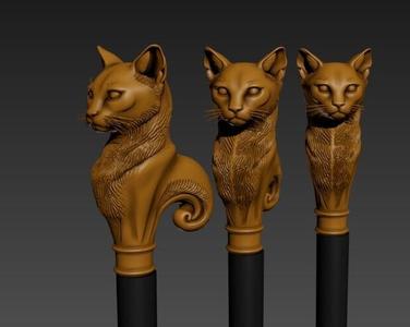 cat Head Gentleman Knob Walking Cane