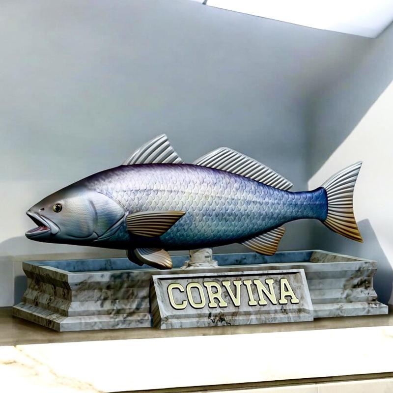fish corvina / cilus gilberti open mouth statue detailed texture for 3d printing