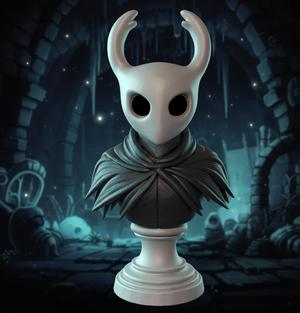 Hollow Knight Bust Statue - Stylized 3D Printable Model | Solid One-Piece Collectible | No Supports Needed