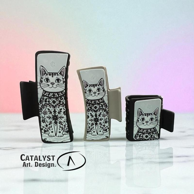 Cat in Snow Decorative Hair Clip Plates - Commerical Usage