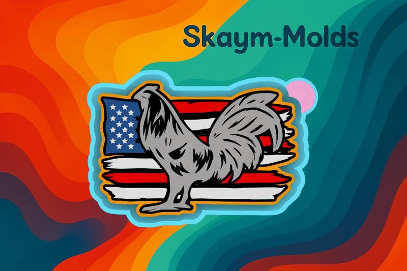 🇺🇸🐓 USA Flag Rooster Design Mold – Freshie, Ornament, Resin & Candle Mold