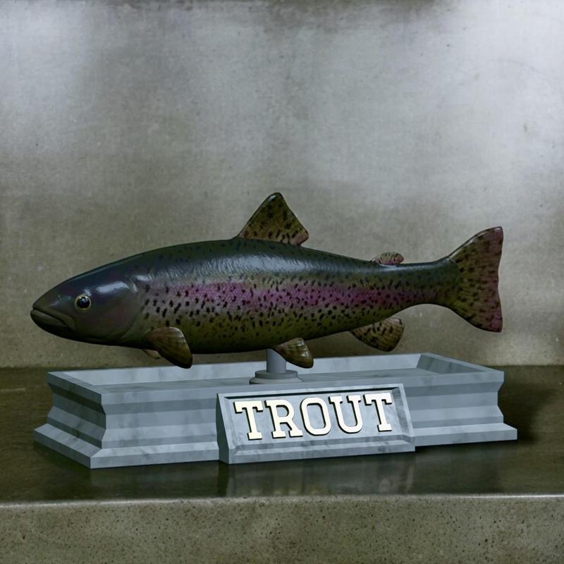 fish rainbow trout / Oncorhynchus mykiss statue detailed texture for 3d printing