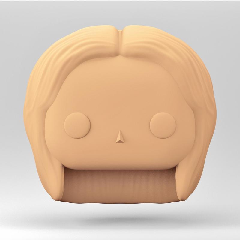 A female head in a POP style. Medium hair. WH_7-3