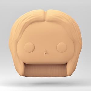 A female head in a POP style. Medium hair. WH_7-3