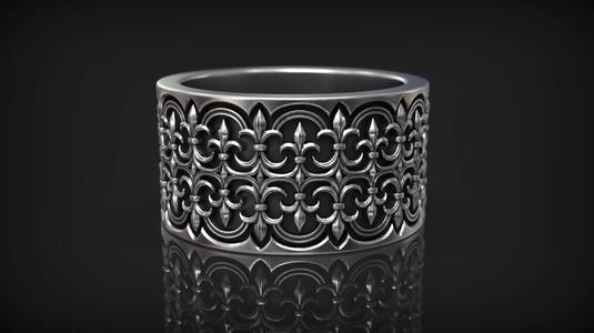 Gothic Traditional Ornate Heraldic Lily Pattern Band
