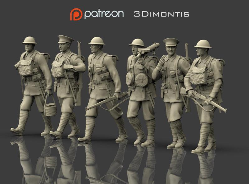 British soldiers ww1 3D print model
