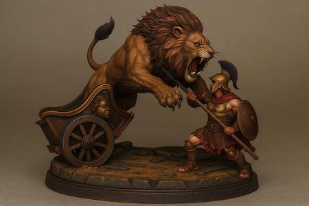 Roman Gladiator vs Lion – Epic Diorama