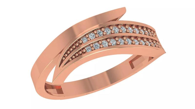 Twisted High Jewelry Cocktail Ring 3dm stl renders details