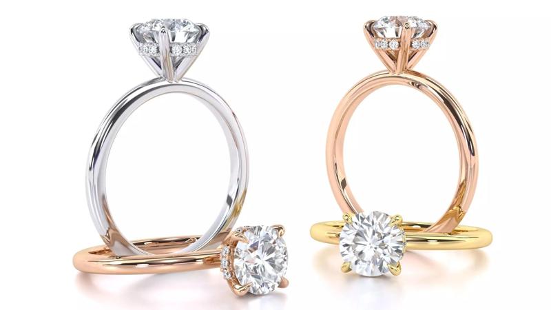 Hidden Halo Round Engagement Rings