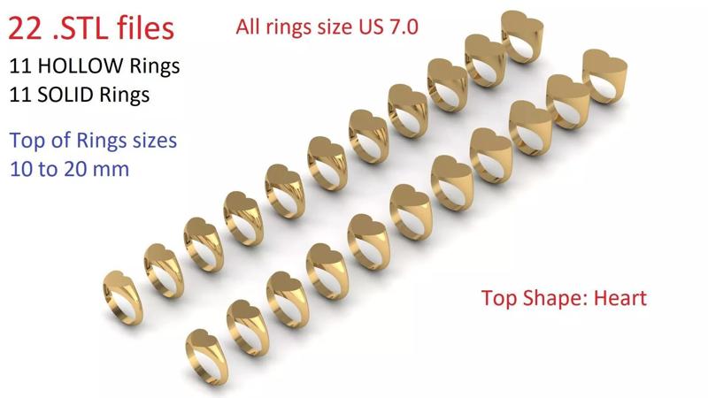 Heart Shape Signet Ring size US 7