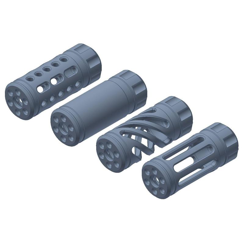 Airsoft Flash Hider Barrel Ends - 4 different designs