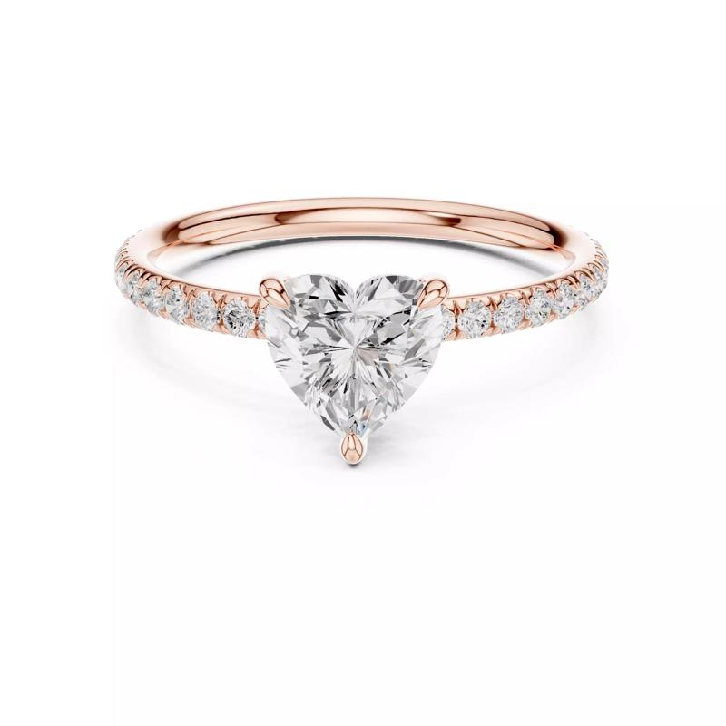 1CT Heart Cut Diamond Round  Pave Shank Wedding Ring File Video