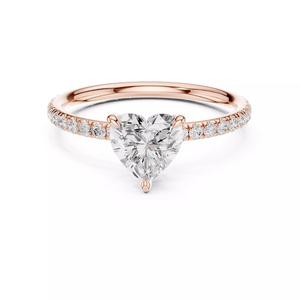 1CT Heart Cut Diamond Round  Pave Shank Wedding Ring File Video