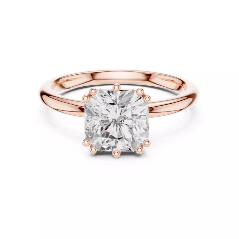 2CT Asscher Cut Diamond Hidden Halo Wedding Ring 3DM STL Video