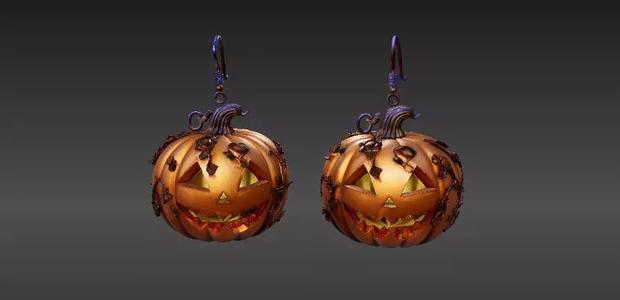 Halloween Pumpkin Earrings Cute Spooky 3D Printable