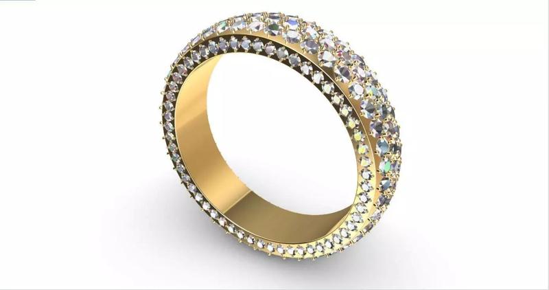 3 Row 5mm Full Pave Eternity Band Ring